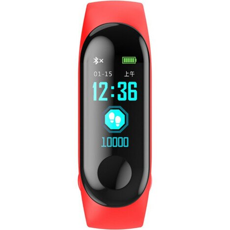 Bratara Fitness iUni N3C, Display OLED 0.96 inch, Bluetooth, Pedometru, Notificari, Rosu